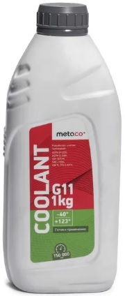 Жидкость охлаждающая Metaco 998-11010 COOLANT G11, зелёная, 0.9л