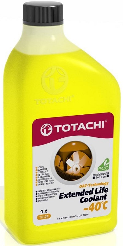 Жидкость охлаждающая Totachi 4589904927188 EXTENDED LIFE COOLANT -40C, жёлтая, 1л