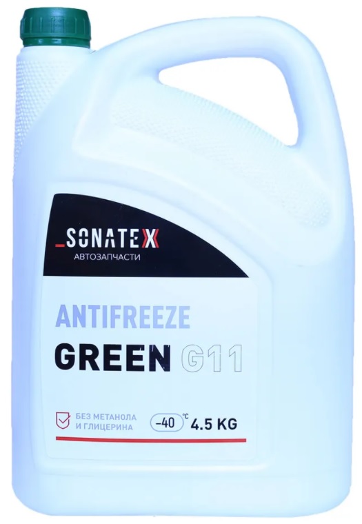 Жидкость охлаждающая Sonatex 102629 Antifreeze G11, зелёная, 4л