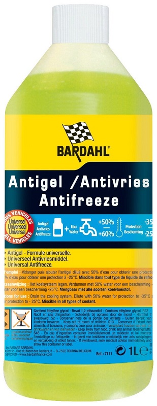 Жидкость охлаждающая Bardahl 7111 Universal Antifreeze, жёлтая, 1л