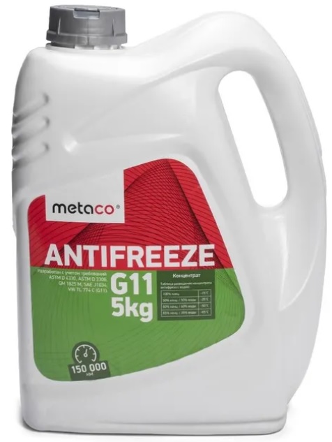 Жидкость охлаждающая Metaco 998-11120 Anti-freeze G11, зелёная, 4.464л