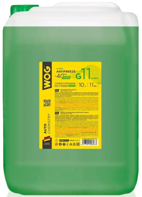 Жидкость охлаждающая WOG WGC0102 Antifreeze G11 Long life Term Guard, зелёная, 10л