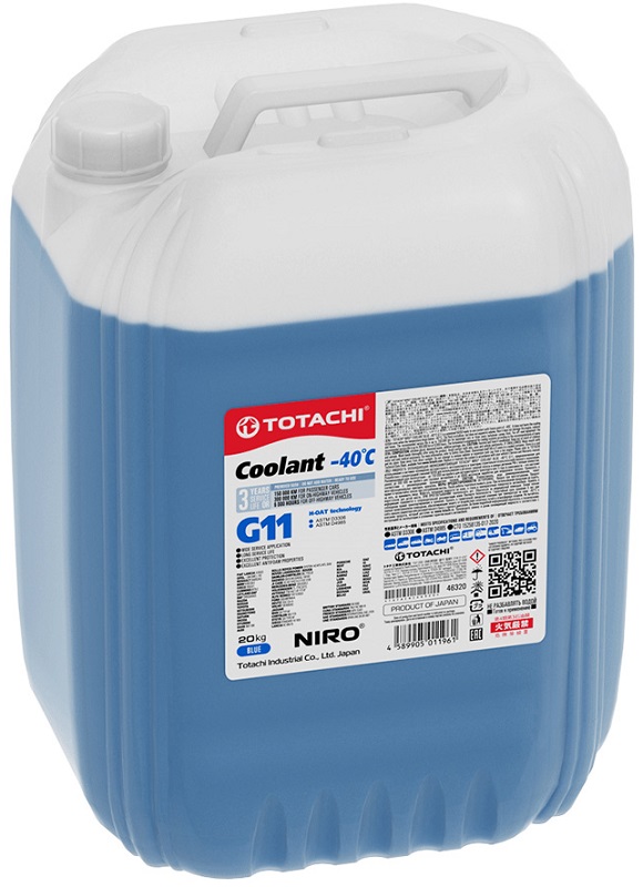 Жидкость охлаждающая Totachi 46320 NIRO COOLANT Blue G11, синяя, 18л