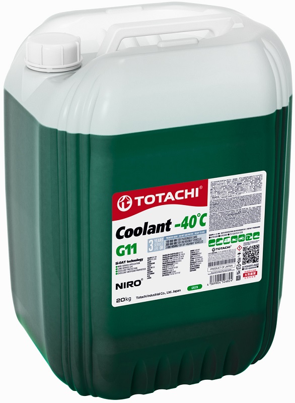 Жидкость охлаждающая Totachi 43220 NIRO Coolant Green, зелёная, 20л