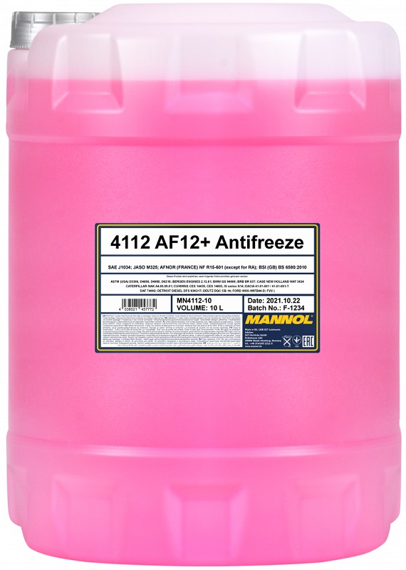Жидкость охлаждающая Mannol MN4112-10 Longlife Antifreeze AF12+, красная, 10л
