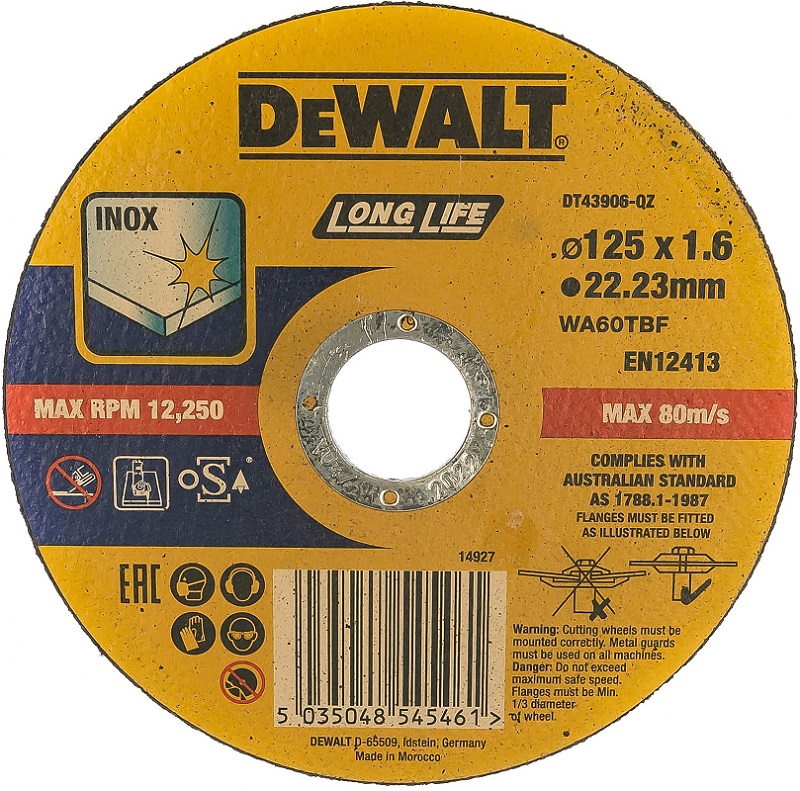 Круг отрезной DEWALT DT43906-QZ, 125x22.2x1.6 мм