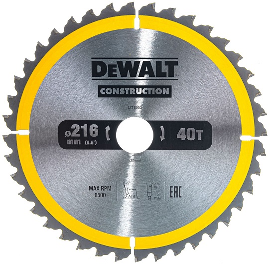 Пильный диск CONSTRUCT DEWALT DT1953-QZ, 216х30 мм