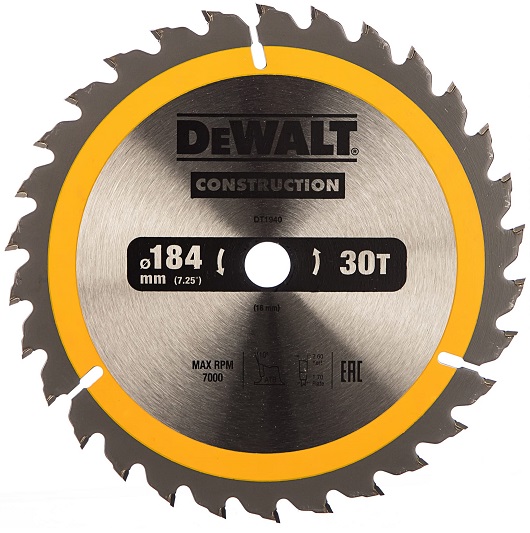 Пильный диск CONSTRUCT DEWALT DT1940-QZ, 184х16 мм