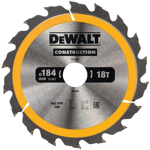 Пильный диск CONSTRUCT DEWALT DT1941-QZ, 184х30 мм