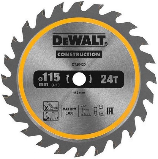 Пильный диск DEWALT DT20420-QZ, 115х9.5 мм