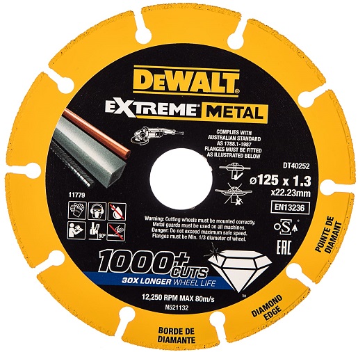 Алмазный диск отрезной по металлу DEWALT DT40252-QZ, 125х22.2 мм
