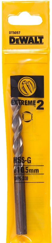 Сверло по металлу EXTREME 2 HSS-G DEWALT DT5057-QZ, 10.5х133х84 мм