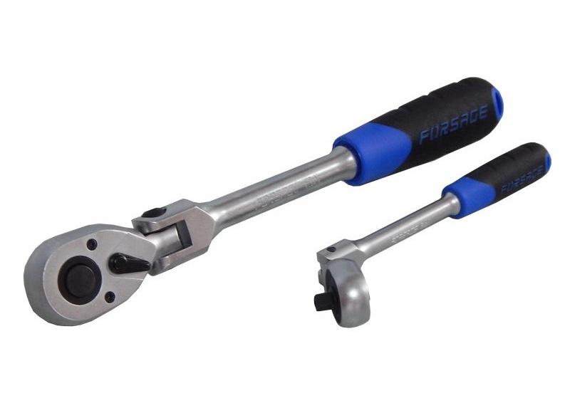 Трещотка реверсивная шарнирная FORSAGE F802418 (300 мм, 1/2, 72 зуба, с резиновой ручкой)
