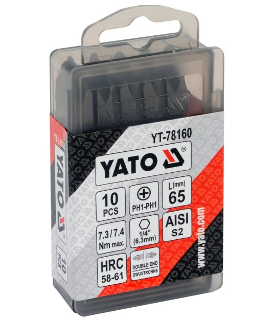 Набор бит YATO YT78160 (PH1-PH1, 65 мм, 10шт)