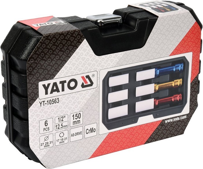 Набор головок 1/2 длинных ударных YATO YT10563 (17,19,21мм, 150мм, цветные, для литых дисков)