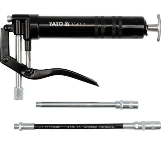 Шприц для консистентной смазки с жестким и гибким шлангом под запасную тубу YATO YT0701 (120мл)