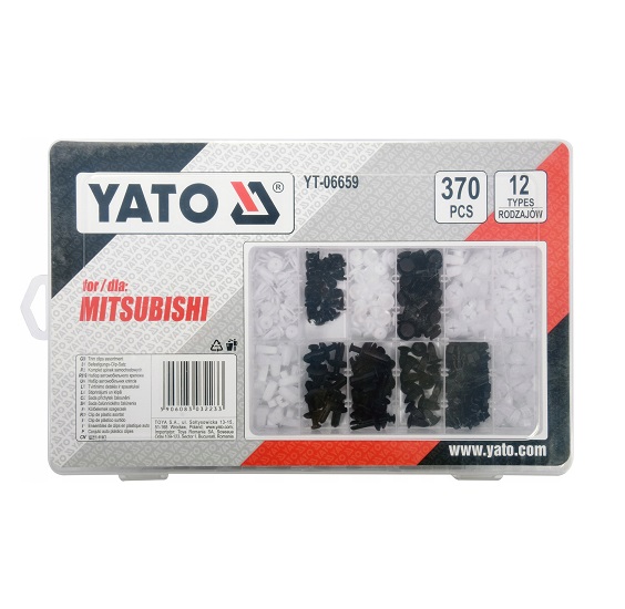 Набор клипс Yato YT06659 (370 пр, 12 типов, MITSUBISHI)