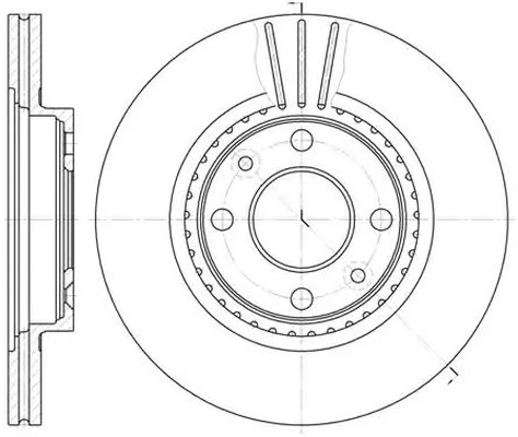 Диск тормозной передний RENAULT LOGAN, SANDERO, CLIO, MEGANE Remsa 6144.10, D=259 мм