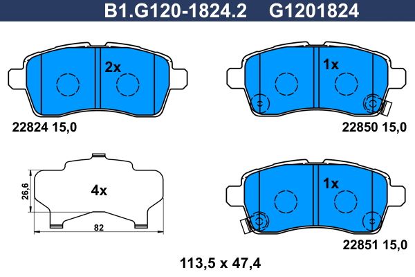 Колодки тормозные передние SUZUKI IGNIS GALFER B1.G120-1824.2