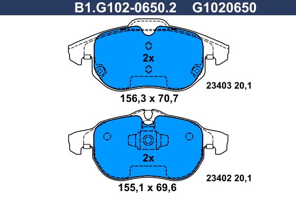 Колодки тормозные передние OPEL VECTRA C, SIGNUM, SAAB 9-3 Galfer B1.G102-0650.2