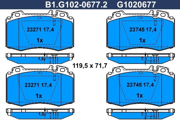 Колодки тормозные дисковые передние MERCEDES E-CLASS, SLK, SL Galfer B1.G102-0677.2  