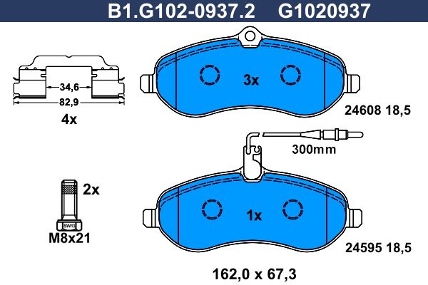 Колодки тормозные передние CITROEN DISPATCH Galfer B1.G102-0937.2