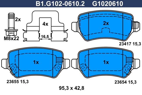 Колодки тормозные дисковые задние OPEL ASTRA, CHEVROLET Viva, KIA Venga Galfer B1.G102-0610.2