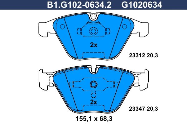 Колодки тормозные дисковые передние BMW 1, 3, 5, 6, 7 Galfer B1.G102-0634.2