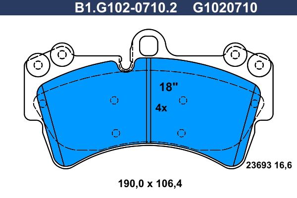 Колодки тормозные дисковые передние AUDI, PORSCHE, VOLKSWAGEN Galfer B1.G102-0710.2