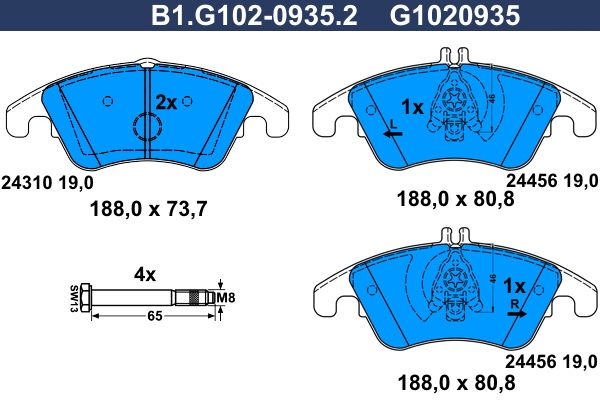 Колодки тормозные дисковые передние MERCEDES CLS, SLK Galfer B1.G102-0935.2 