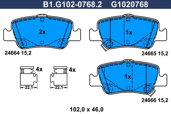 Колодки тормозные дисковые задние TOYOTA Auris, Corolla Galfer B1.G102-0768.2 
