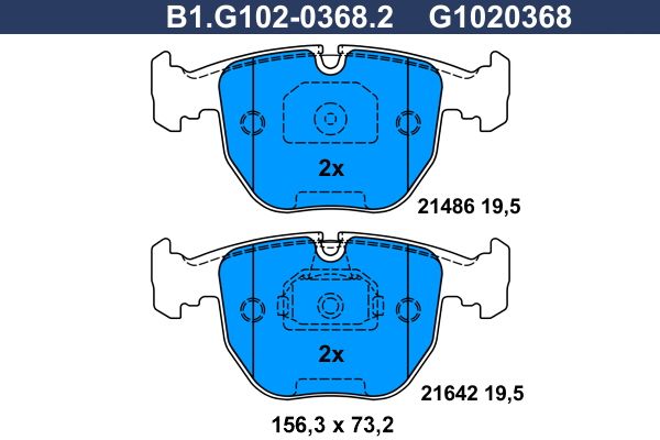Колодки тормозные дисковые передние BMW 5, 7 Galfer B1.G102-0368.2