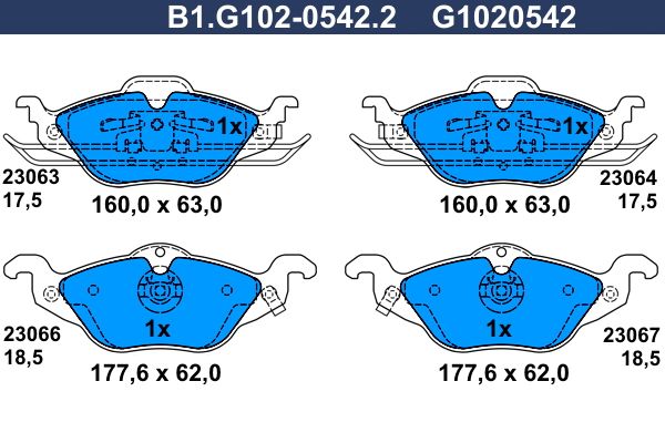 Колодки тормозные дисковые передние OPEL ASTRA Galfer B1.G102-0542.2
