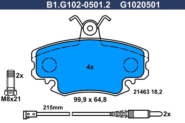 Колодки тормозные дисковые передние RENAULT Clio, Sandero, Megane Galfer B1.G102-0501.2  