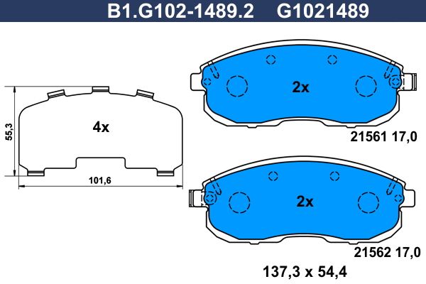 Колодки тормозные передние NISSAN, RENAULT, SUZUKI, INFINITI Galfer B1.G102-1489.2