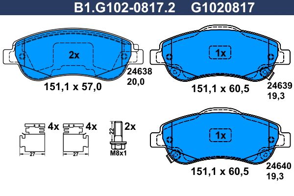 Колодки тормозные дисковые передние HONDA CR-V Galfer B1.G102-0817.2