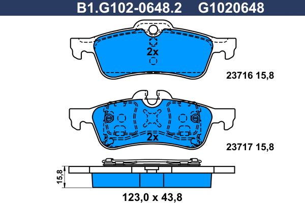 Колодки тормозные дисковые задние MINI Cabrio, Hatch Galfer B1.G102-0648.2 