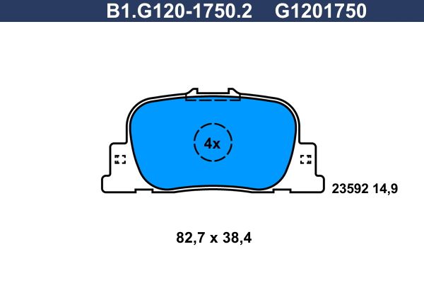 Колодки тормозные задние TOYOTA Prius Galfer B1.G120-1750.2