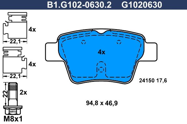 Колодки тормозные задние CITROEN C4, PEUGEOT 207, 307 Galfer B1.G102-0630.2