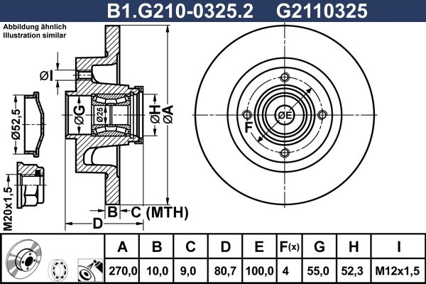 Диск тормозной задний RENAULT Megane Galfer B1.G210-0325.2, D=270 мм