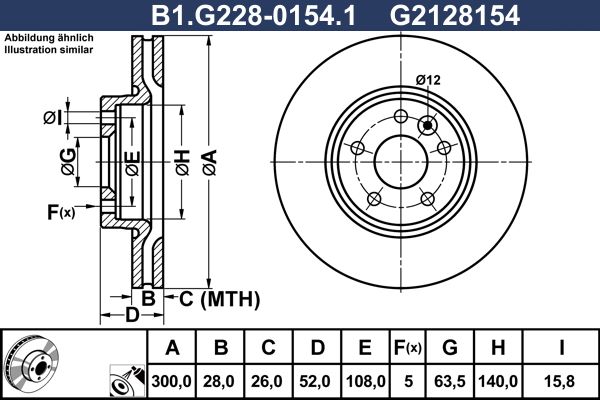 Диск тормозной передний FORD Galaxy, S-Max, VOLVO S60, S80 Galfer B1.G228-0154.1, D=300 мм 