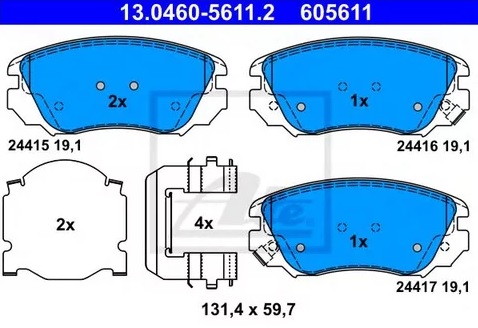 Колодки тормозные дисковые передние OPEL Insignia, CHEVROLET Malibu Ate 13.0460-5611.2