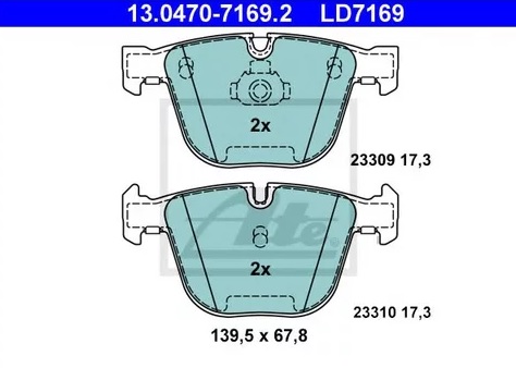 Колодки тормозные дисковые задние BMW 5, 6, 7 Ate 13.0470-7169.2