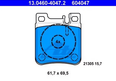 Колодки тормозные дисковые задние CHRYSLER Crossfire, MERCEDES CLK Ate 13.0460-4047.2