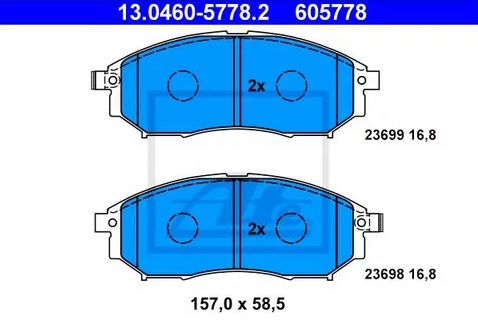 Колодки тормозные дисковые передние NISSAN Murano, RENAULT Koleos, INFINITI EX Ate 13.0460-5778.2