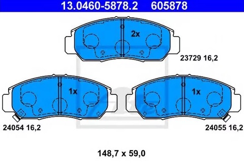 Колодки тормозные дисковые передние HONDA ACCORD, Civic Ate 13.0460-5878.2 