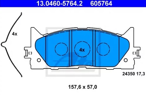 Колодки тормозные дисковые передние TOYOTA Aurion, LEXUS ES Ate 13.0460-5764.2