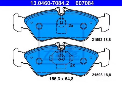 Колодки тормозные дисковые задние MERCEDES Sprinter, VOLKSWAGEN LT Ate 13.0460-7084.2