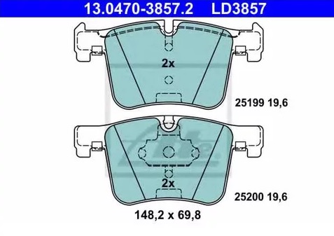 Колодки тормозные дисковые передние BMW 1, 2, 3, 4 Ate 13.0470-3857.2