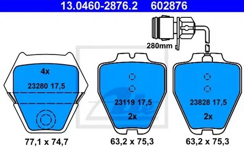 Колодки тормозные дисковые передние AUDI A8 Ate 13.0460-2876.2